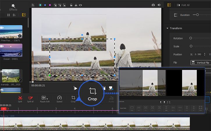 Crop Image to Fit Split Screen Effects