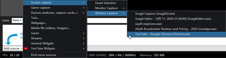 add source into Xsplit
