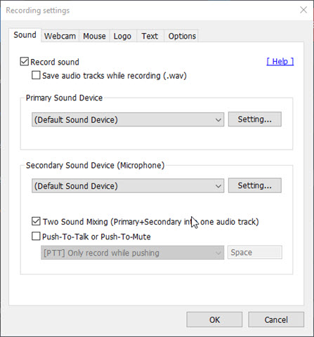 add webcam and voice-over in Bandicam