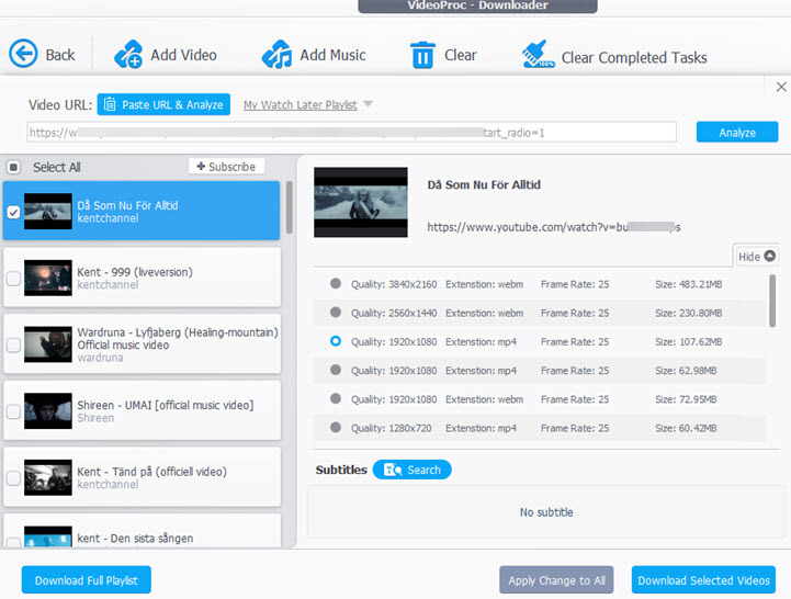 Analyze URL and Download Videos in VideoProc Converter AI