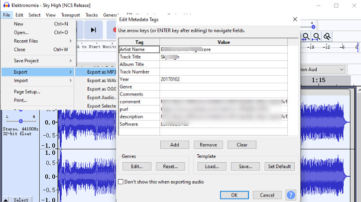 Convert M4B to MP3 in Audacity