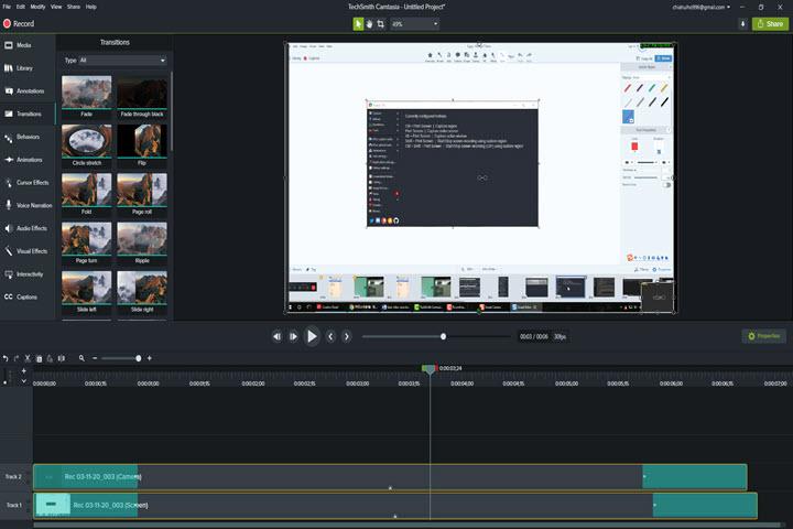 Camtasia video editing tools