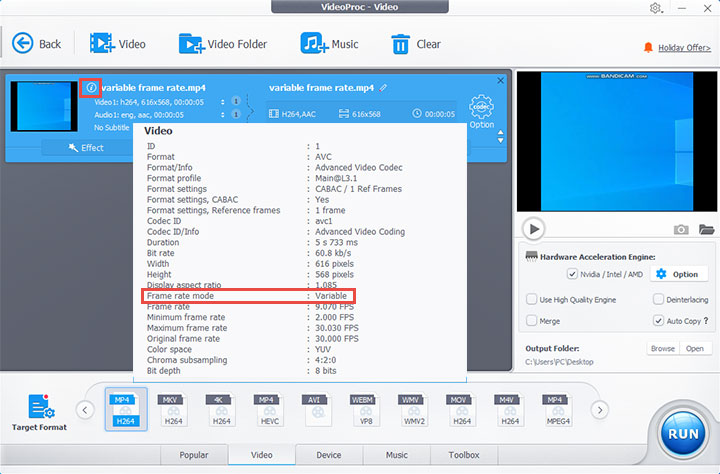 VideoProc Converter AI Check Video Info