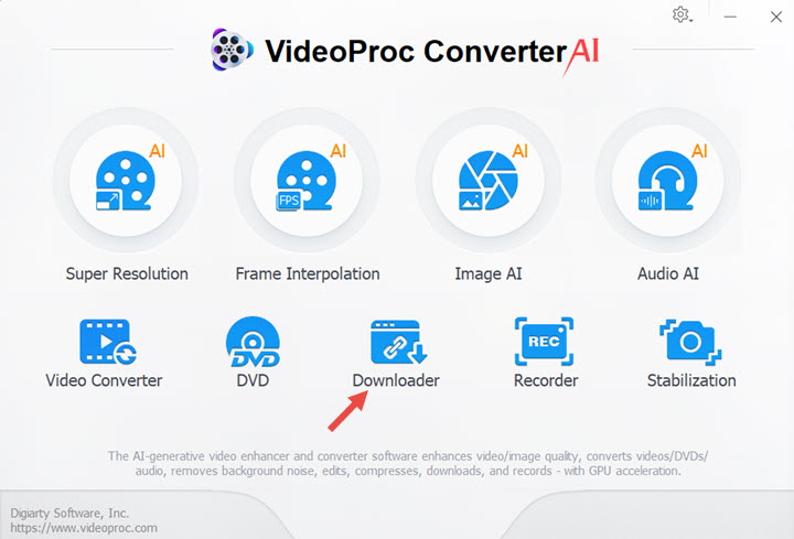 VideoProc Built-in Downloader