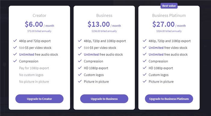 Clipchamp online video editor upgrade plans