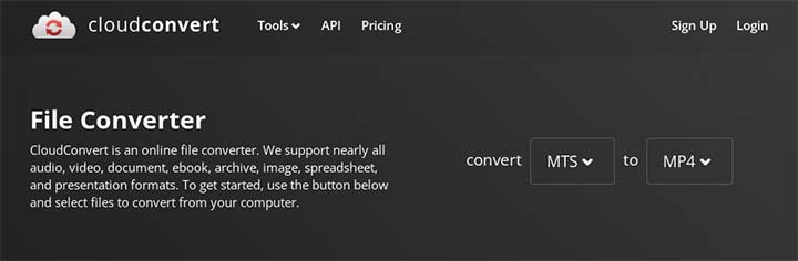 Convert MTS to MP4 online with CloudConvert