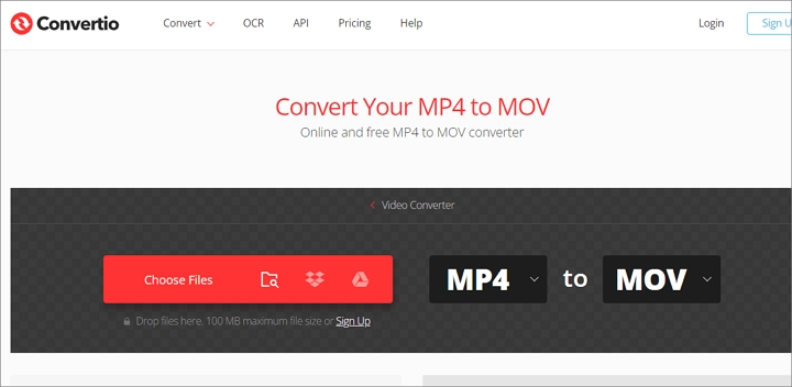 MP4 to MOV with Convertio