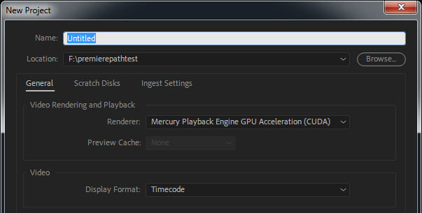 Create New Project in Adobe Premiere Pro
