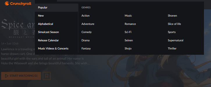 Crunchyroll Homepage