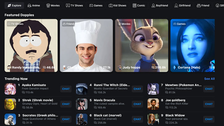 Dopple AI Homepage