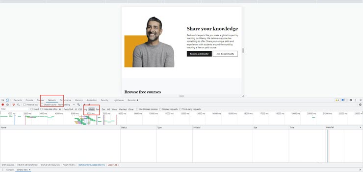 Udemy downloader - Webbrowser-Entwicklertool