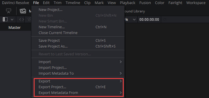 Export Options in the File Tab