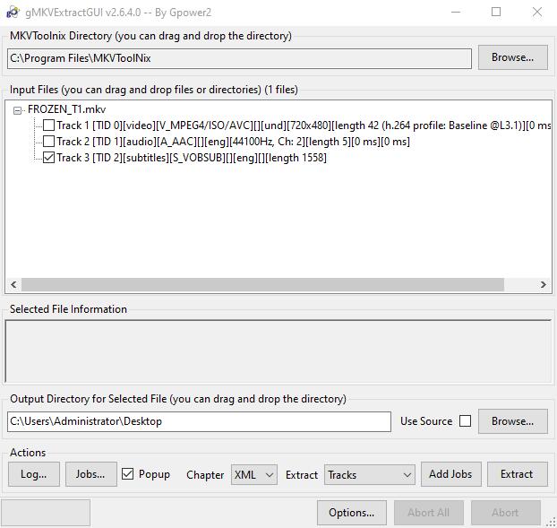 Extract subtitles from MKV with MKVToolNix