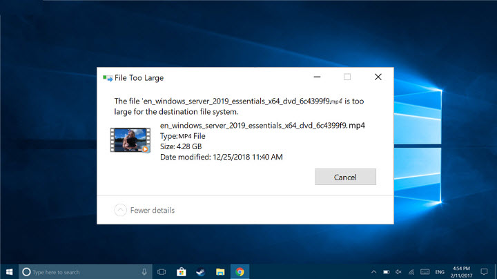 File is too large for the FAT32 file system