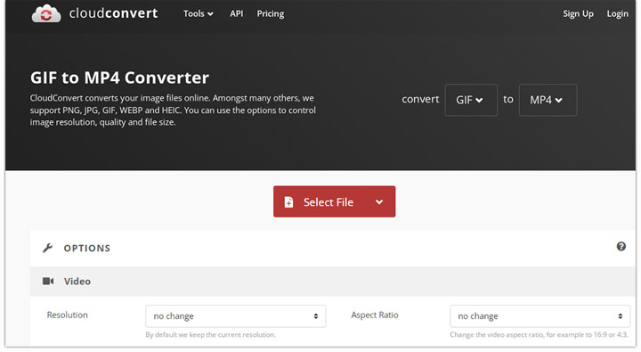 Convert Video to GIF with Cloudconvert