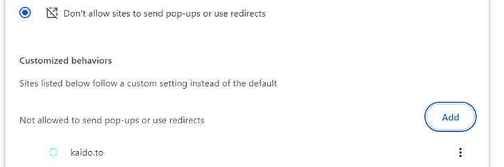 Google Browser No Auto Popups Setting