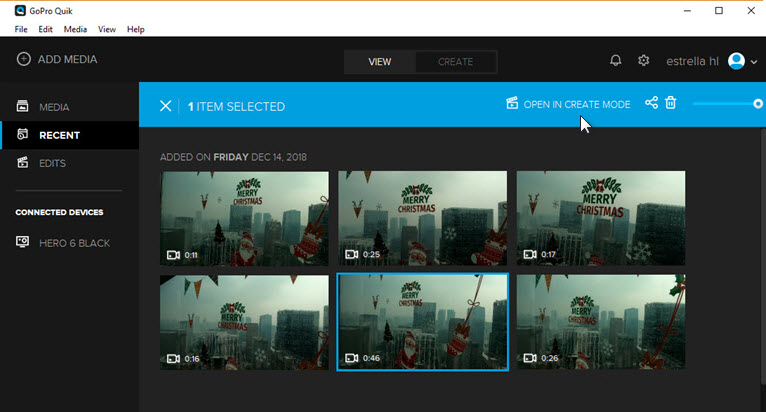 GoPro Quik CREATE MODE