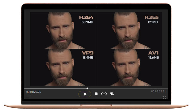 File size H.264 vs H.265 vs AV1 vs VP9