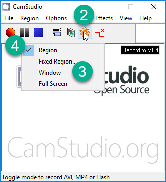 how to record your screen with CamStudio – Step 2 to 4