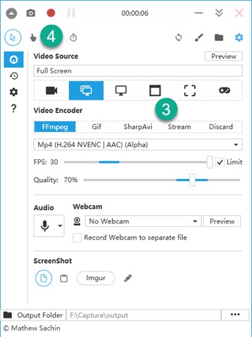 how to record your screen with Captura– Step 3 to 4