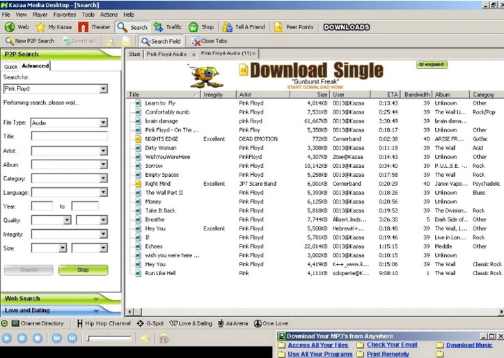 Kazaa Media Desktop Interface