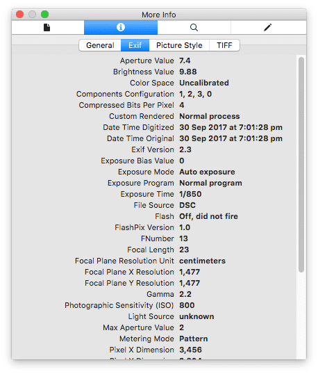 Metadata on Mac