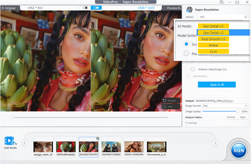 Super Resolution in VideoProc Converter AI