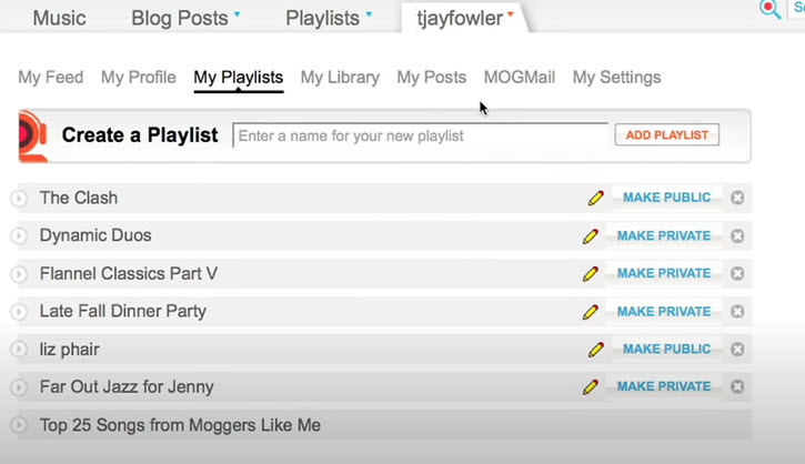 MOG Music Pages