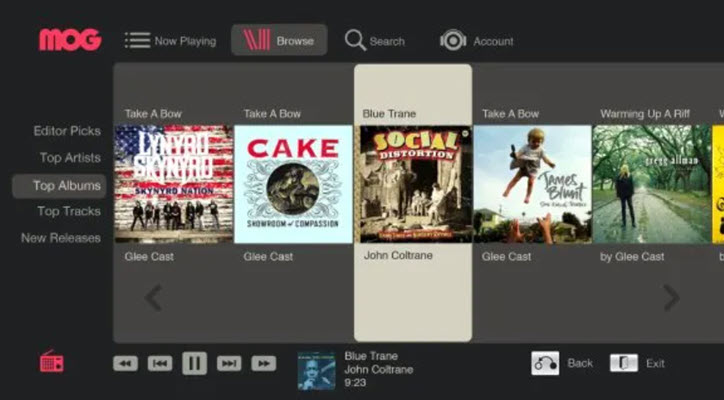 MOG Music released app for TVs
