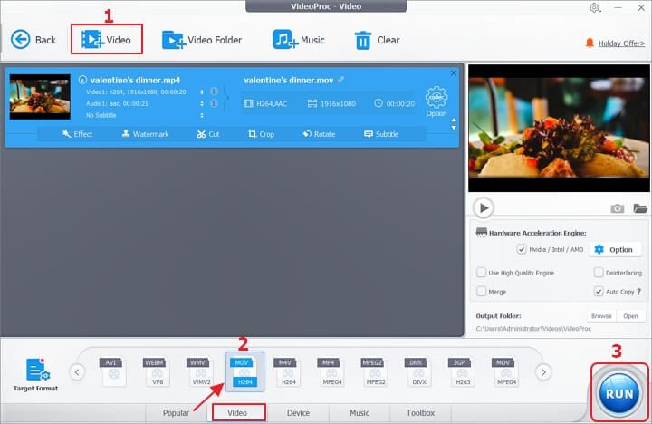 MP4 to MOV with VideoProc Converter AI - Step 2