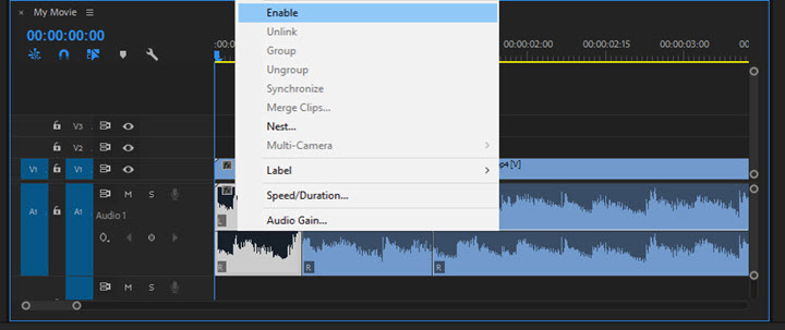 Mute part of a video clip in Premiere Pro