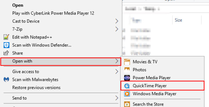 How to play MOV files on Windows with QuickTime Player
