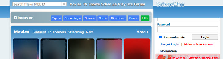 Primewire Homepage