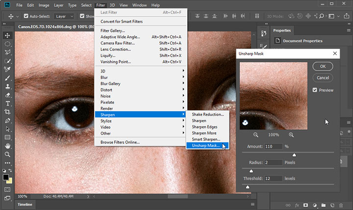 Sharpen an Image in Photoshop with Unsharp Mask Filter