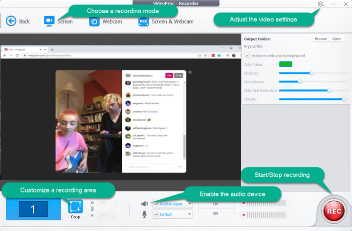Record Instagram Live With VideoProc