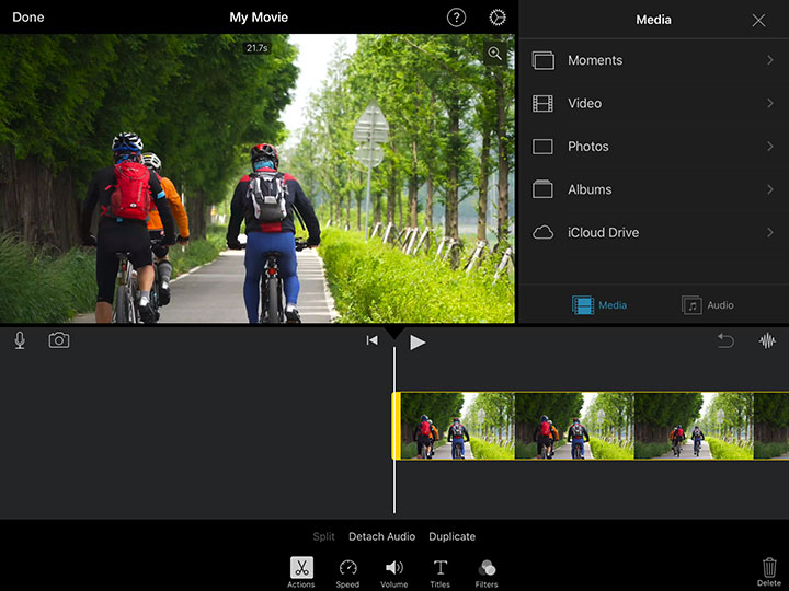 Detach and delete the audio track in iMovie