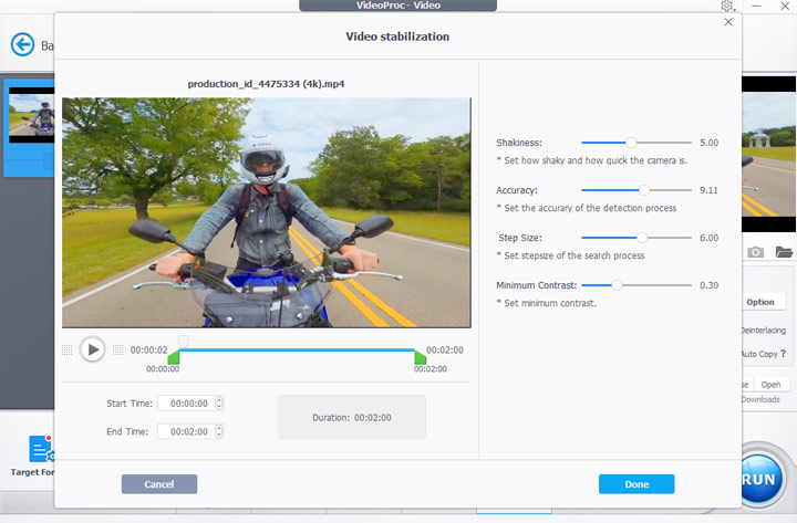 Regular Way to Stabalize GoPro Footage with VideoProc Converter AI