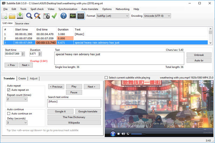 SRT Subtitle Editor - Subtitle Edit