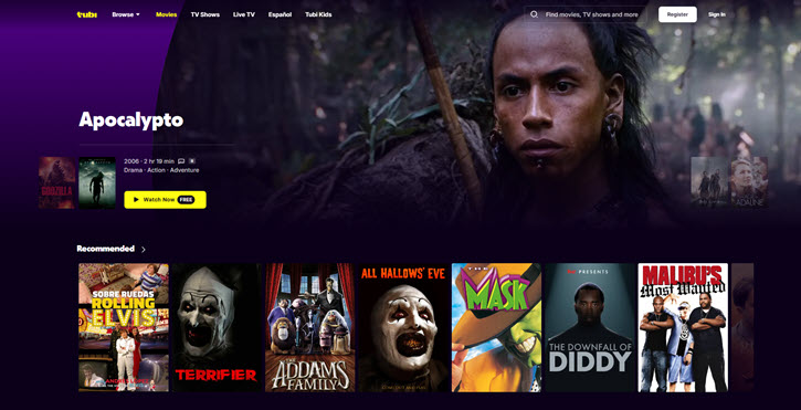 Tubi TV Interface