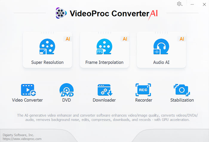 The Video Module of VideoProc Converter AI