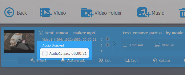 diable audio in VideoProc