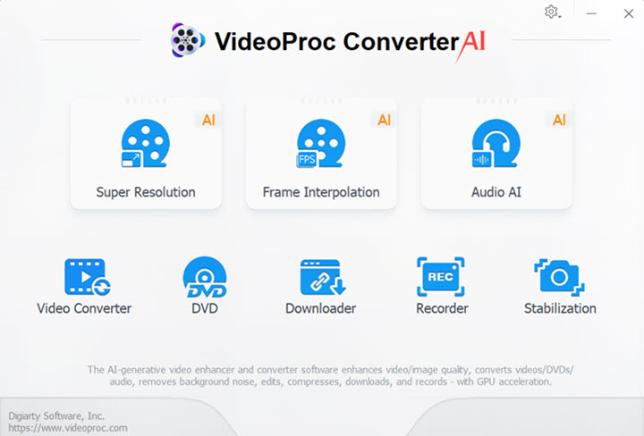 Open VideoProc Converter AI