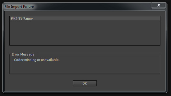 HEVC-encoded video import error: codec missing or unavailable