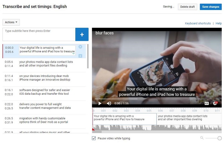 Save captions in YouTube studio